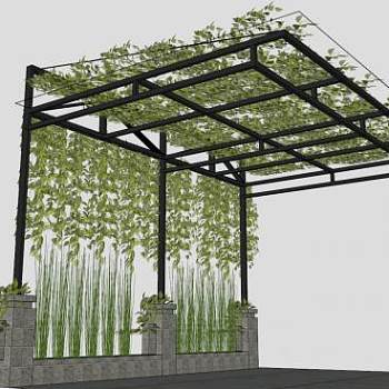 装饰藤蔓金属廊架SU模型下载_sketchup草图大师SKP模型