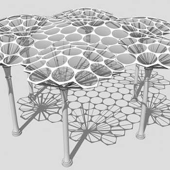 六边形半透明圆形雨棚SU模型下载_sketchup草图大师SKP模型