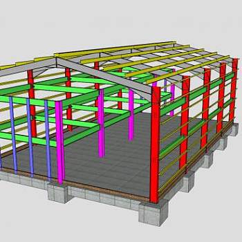 建筑构架廊架设计SU模型下载_sketchup草图大师SKP模型