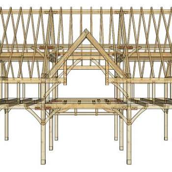 小型高架木屋梁架设计SU模型下载_sketchup草图大师SKP模型