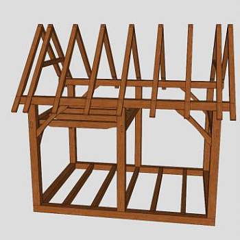 木框架梁架SU模型下载_sketchup草图大师SKP模型