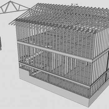 两层房屋和地下室梁架设计SU模型下载_sketchup草图大师SKP模型