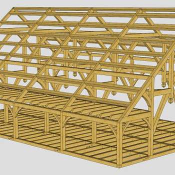 谷仓木制梁架结构SU模型下载_sketchup草图大师SKP模型