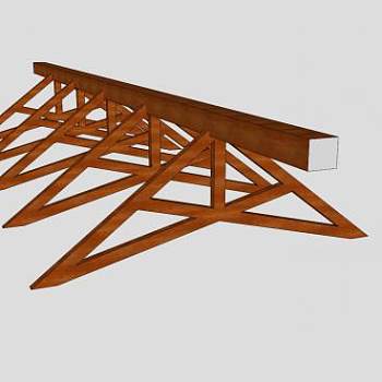 中式房屋梁架SU模型下载_sketchup草图大师SKP模型