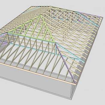 房屋屋顶桁架设计SU模型下载_sketchup草图大师SKP模型