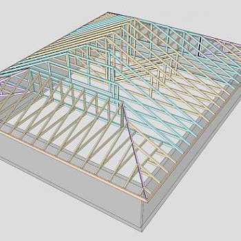 大梁桁架房屋设计SU模型下载_sketchup草图大师SKP模型