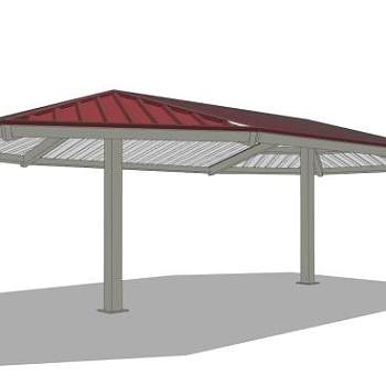 双柱遮蔽亭SU模型下载_sketchup草图大师SKP模型