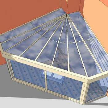 玻璃廊架阳光房SU模型下载_sketchup草图大师SKP模型