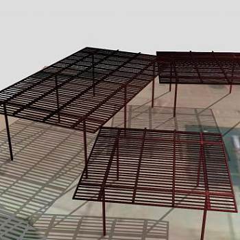 金属廊架设施SU模型下载_sketchup草图大师SKP模型