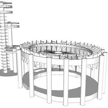 纽约世界博览会廊架SU模型下载_sketchup草图大师SKP模型