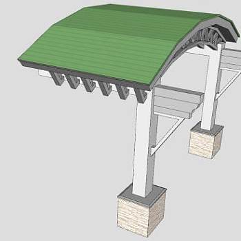 花园拱形廊架SU模型下载_sketchup草图大师SKP模型