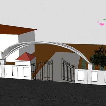 别墅大门入口雨棚SU模型下载_sketchup草图大师SKP模型