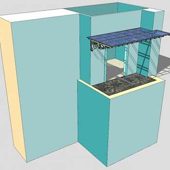 房屋大门铁艺遮阳雨棚SU模型下载_sketchup草图大师SKP模型