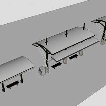 轻轨站雨棚座椅SU模型下载_sketchup草图大师SKP模型