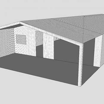 仓库大门钢框架棚SU模型下载_sketchup草图大师SKP模型