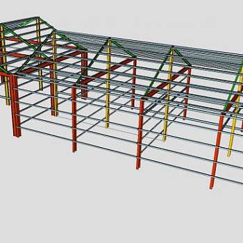 三角顶钢棚廊架SU模型下载_sketchup草图大师SKP模型