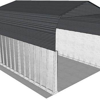 镀锌钢屋面棚廊架SU模型下载_sketchup草图大师SKP模型