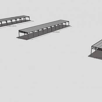 金属棚钢廊架廊道SU模型下载_sketchup草图大师SKP模型