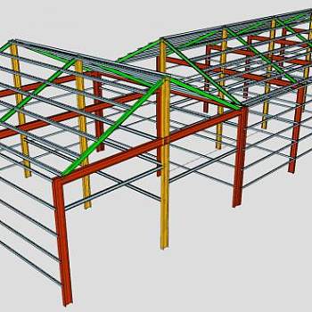 钢棚廊架SU模型下载_sketchup草图大师SKP模型