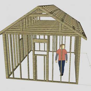 木制房屋桁架设计SU模型下载_sketchup草图大师SKP模型