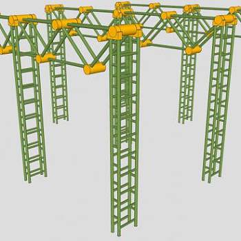 竹制车棚廊架设计SU模型下载_sketchup草图大师SKP模型