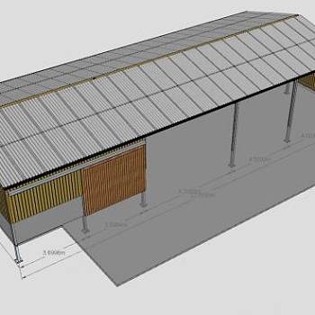 开放式农场仓库棚架SU模型下载_sketchup草图大师SKP模型