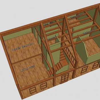 双层住宅房梁构造SU模型下载_sketchup草图大师SKP模型