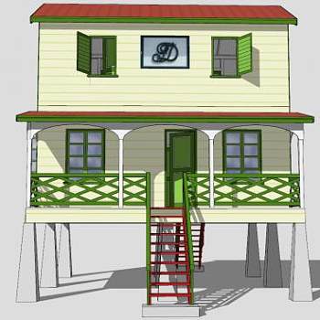 高架梁房屋SU模型下载_sketchup草图大师SKP模型