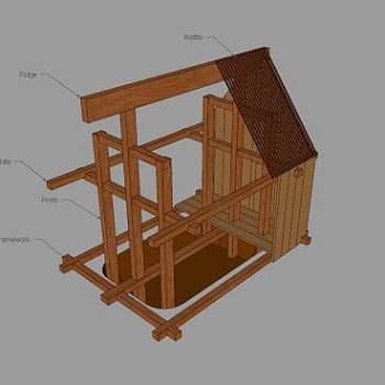 小型木屋房架设计SU模型下载_sketchup草图大师SKP模型