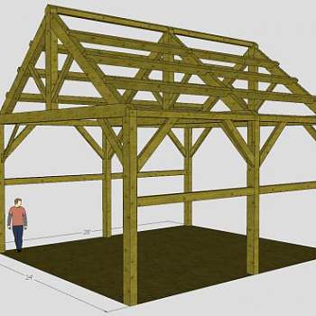 传统木屋结构支架SU模型下载_sketchup草图大师SKP模型