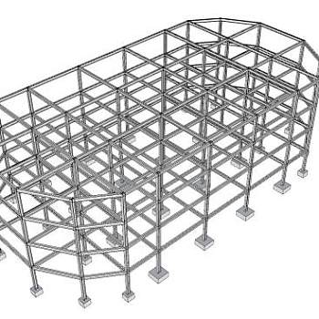 四层钢框架建筑SU模型下载_sketchup草图大师SKP模型