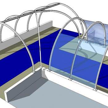 室内走道拱顶雨棚梁架SU模型下载_sketchup草图大师SKP模型