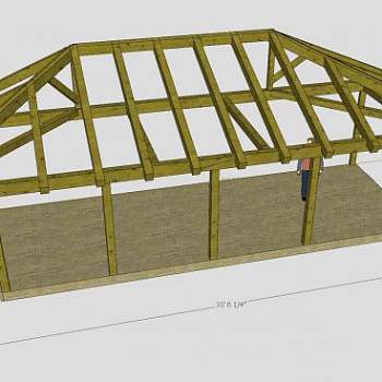 木制建筑梁架SU模型下载_sketchup草图大师SKP模型