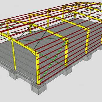 小型仓库钢制梁架SU模型下载_sketchup草图大师SKP模型