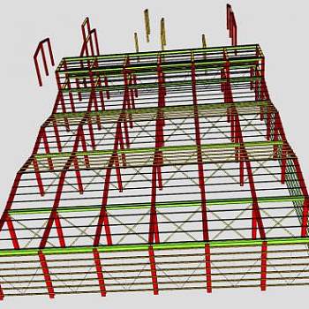 单层建筑钢梁架SU模型下载_sketchup草图大师SKP模型