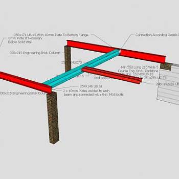 建筑钢铁房梁架设计SU模型下载_sketchup草图大师SKP模型