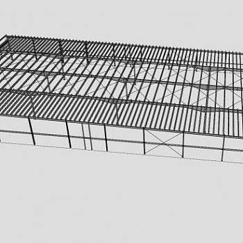 单层建筑钢制梁架SU模型下载_sketchup草图大师SKP模型