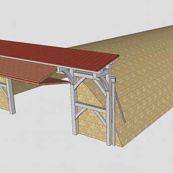 拱形车间折叠大门廊架SU模型下载_sketchup草图大师SKP模型