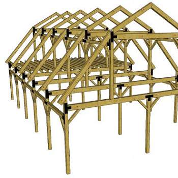 横梁木骨架仓架SU模型下载_sketchup草图大师SKP模型