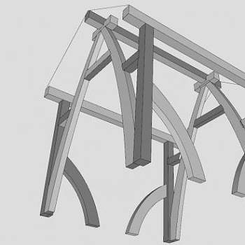 示范建筑模型梁架SU模型下载_sketchup草图大师SKP模型