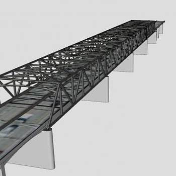 跨河大桥钢制梁架SU模型下载_sketchup草图大师SKP模型