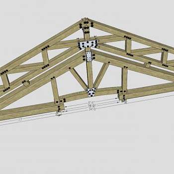 屋顶双桁架SU模型下载_sketchup草图大师SKP模型