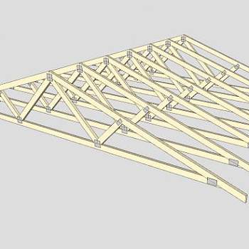 三角房屋廊架桁架SU模型下载_sketchup草图大师SKP模型