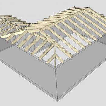 桁架和椽屋顶SU模型下载_sketchup草图大师SKP模型