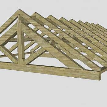 主梁桁架屋顶SU模型下载_sketchup草图大师SKP模型