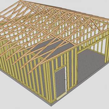 车库屋顶桁架SU模型下载_sketchup草图大师SKP模型