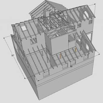 现代住宅屋顶桁架SU模型下载_sketchup草图大师SKP模型