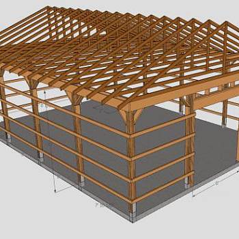 木构造桁架SU模型下载_sketchup草图大师SKP模型