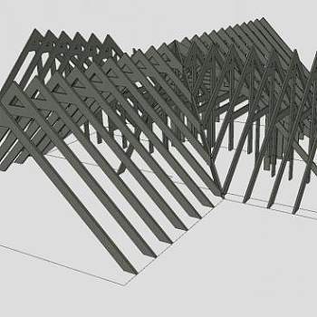 大型老房子的屋架SU模型下载_sketchup草图大师SKP模型