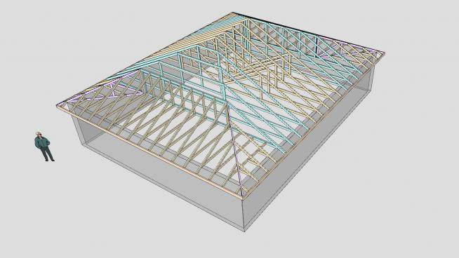 阶梯式房屋桁架设计SU模型下载_sketchup草图大师SKP模型